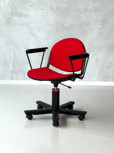 Modulamm burostoel vintage bureaustoel desk chair rood 1979, Gebruikt, Lamm, Ophalen of Verzenden, Bureaustoel