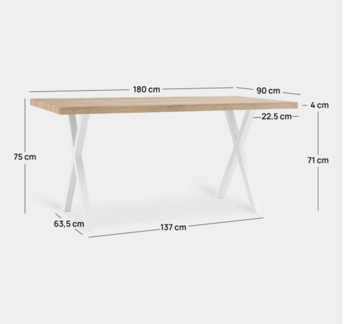 Mooie eettafel met x poten, Ophalen, Gebruikt