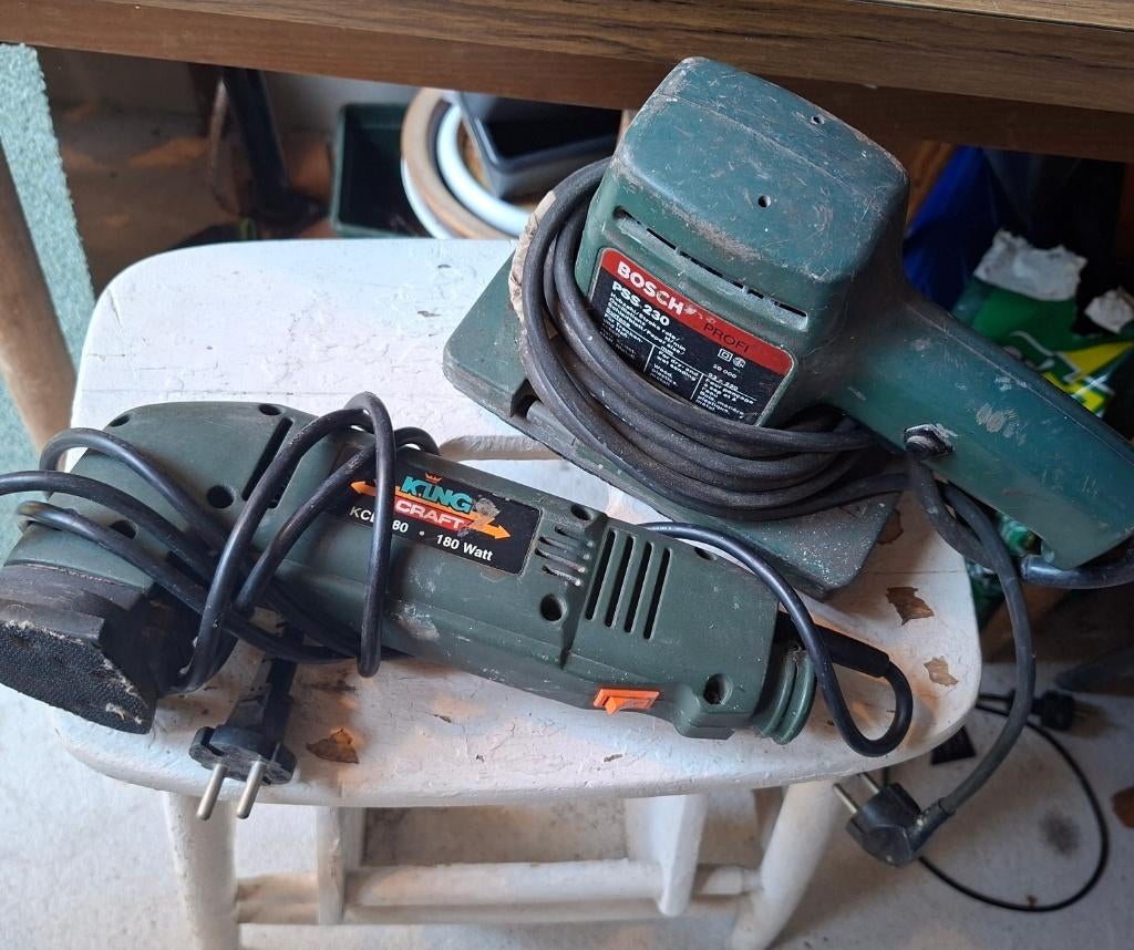 Bosch vlak- en Kingcraft puntschuurmachine, Ophalen of Verzenden, Gebruikt, Minder dan 600 watt, Vlakschuurmachine
