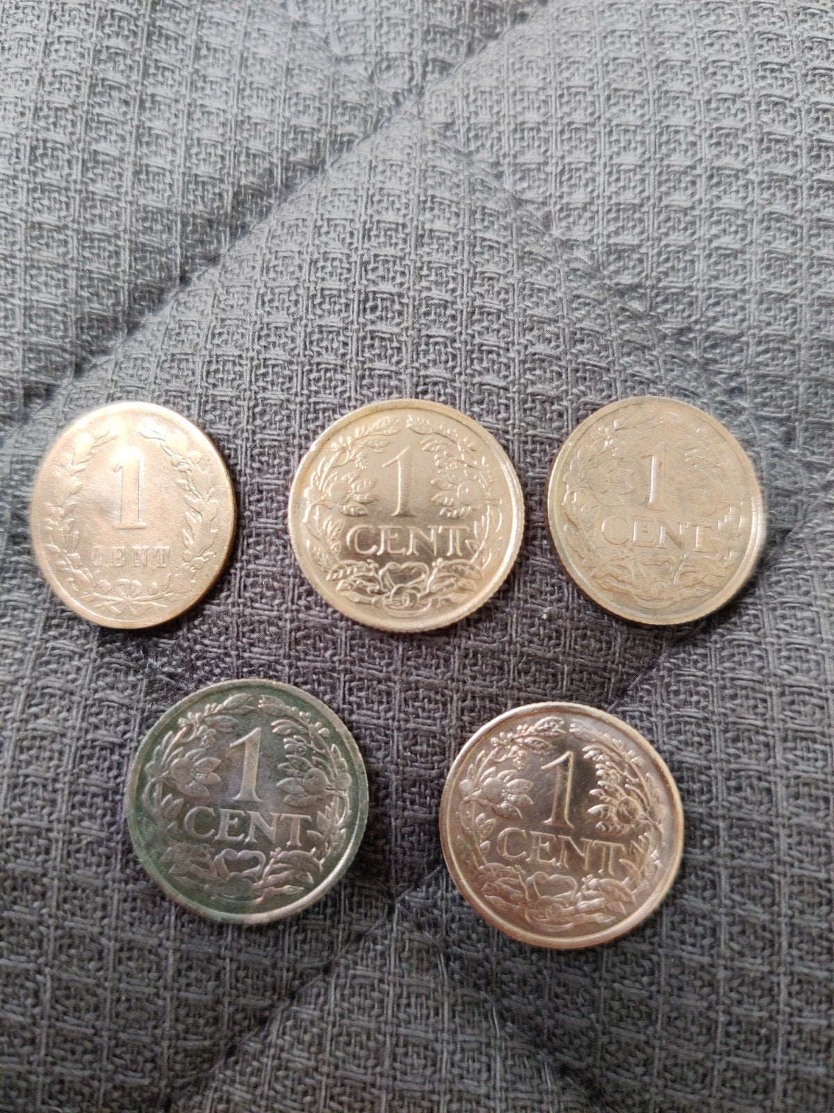 5 Nederlandse 1 cent munten, diverse jaartallen, Postzegels en Munten, Munten | Nederland, Ophalen of Verzenden, Koningin Wilhelmina