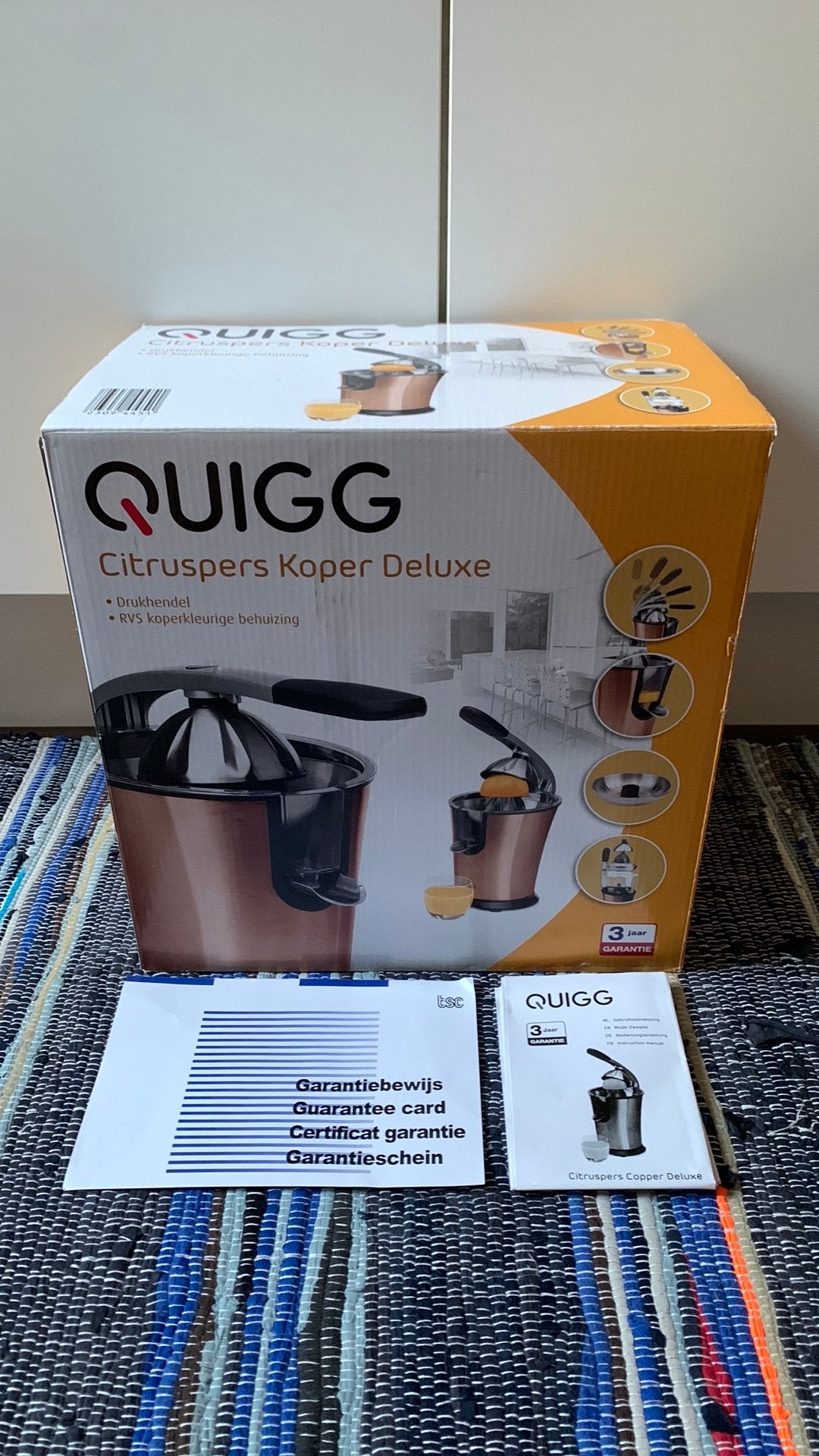 QUIGG Citrus press Citruspers NIEUW IN DOOS RVS Koper/Copper, Ophalen of Verzenden, Zo goed als nieuw