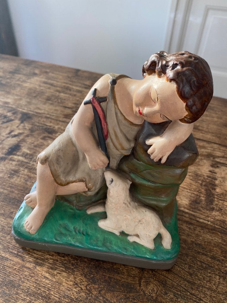 Brocante beeld - Johannes de doper met het lam Gods, Ophalen of Verzenden