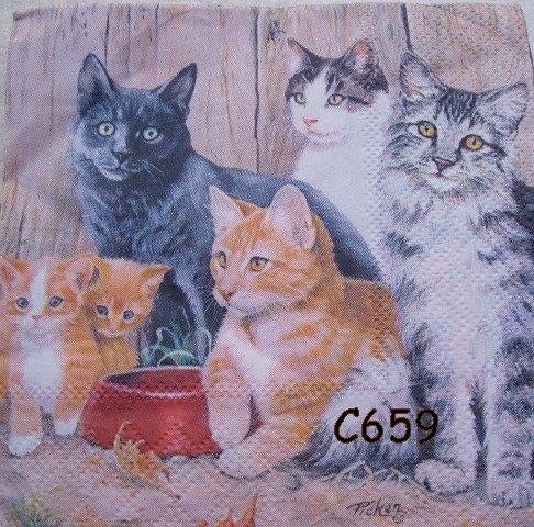 Servetten decoupage/bullet journal * katten C659, Verzenden, Nieuw
