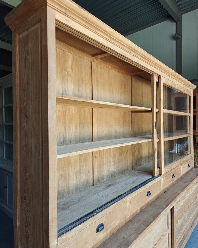 310cm brede winkelkast | Xxl teakhouten buffetkast  #5918, Gebruikt, -, 200 cm of meer, -