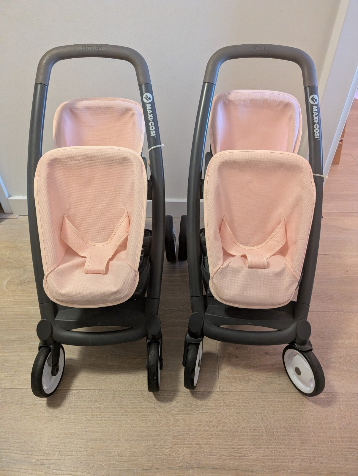 Maxi-Cosi Smoby tweeling kinderwagen roze, Gebruikt, Duowagen, Maxi-Cosi, Ophalen
