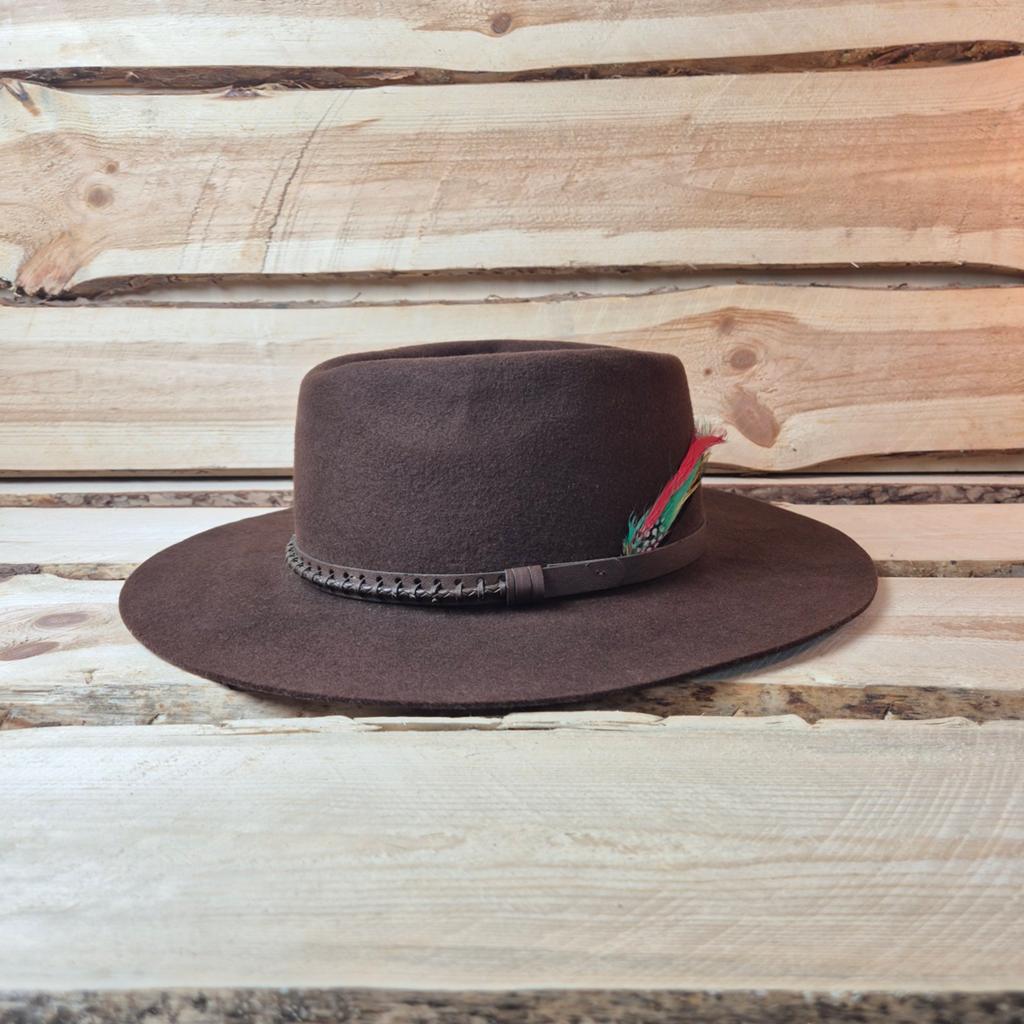 LHC Western Fedora - 100% wool - Chocolate Brown - size 58, Hoed, Ophalen of Verzenden, Zo goed als nieuw, Western