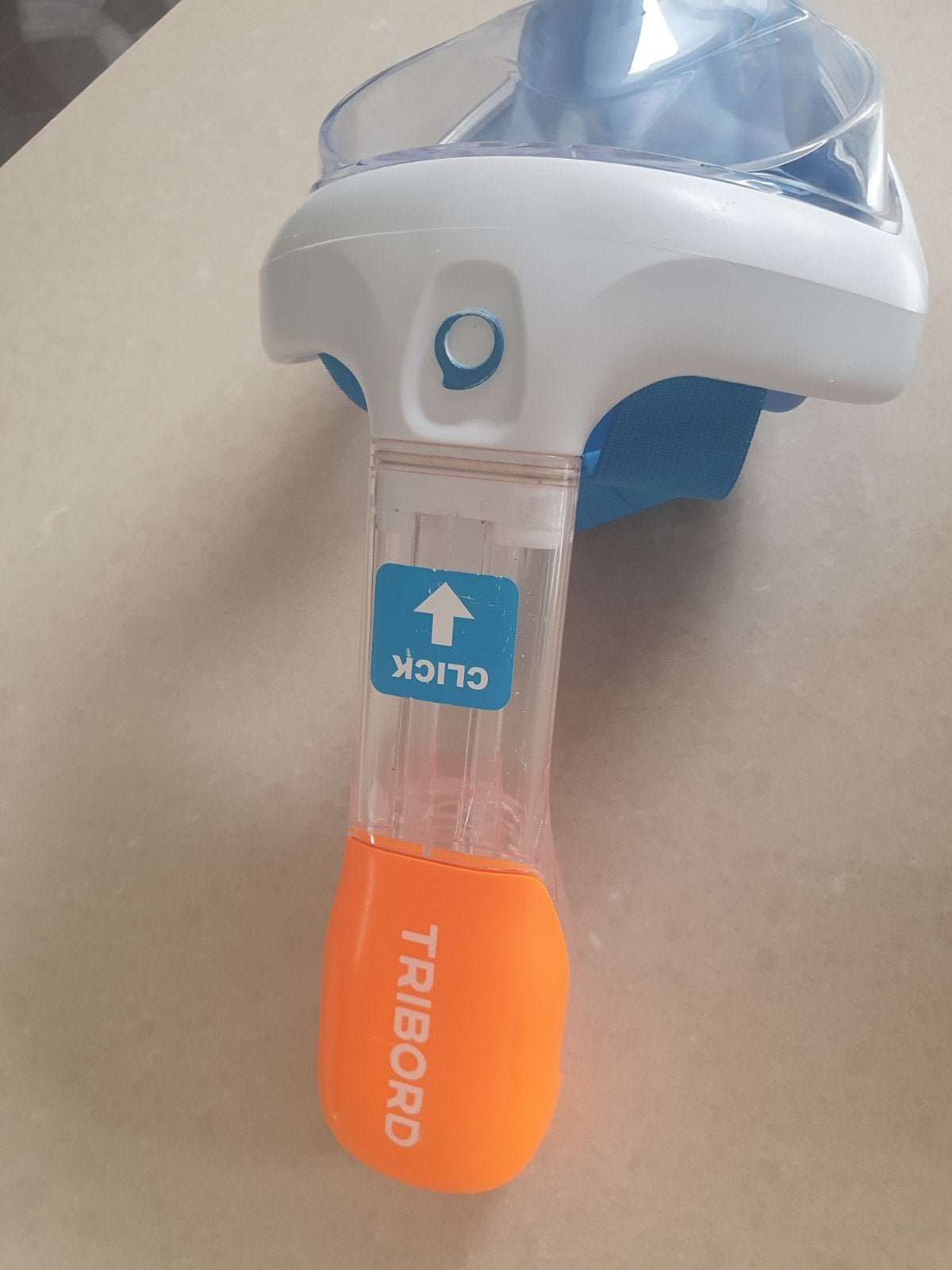 Tribord Easybreath Snorkelmasker - Blauw/Wit, Ophalen of Verzenden, Zo goed als nieuw, Snorkelmasker