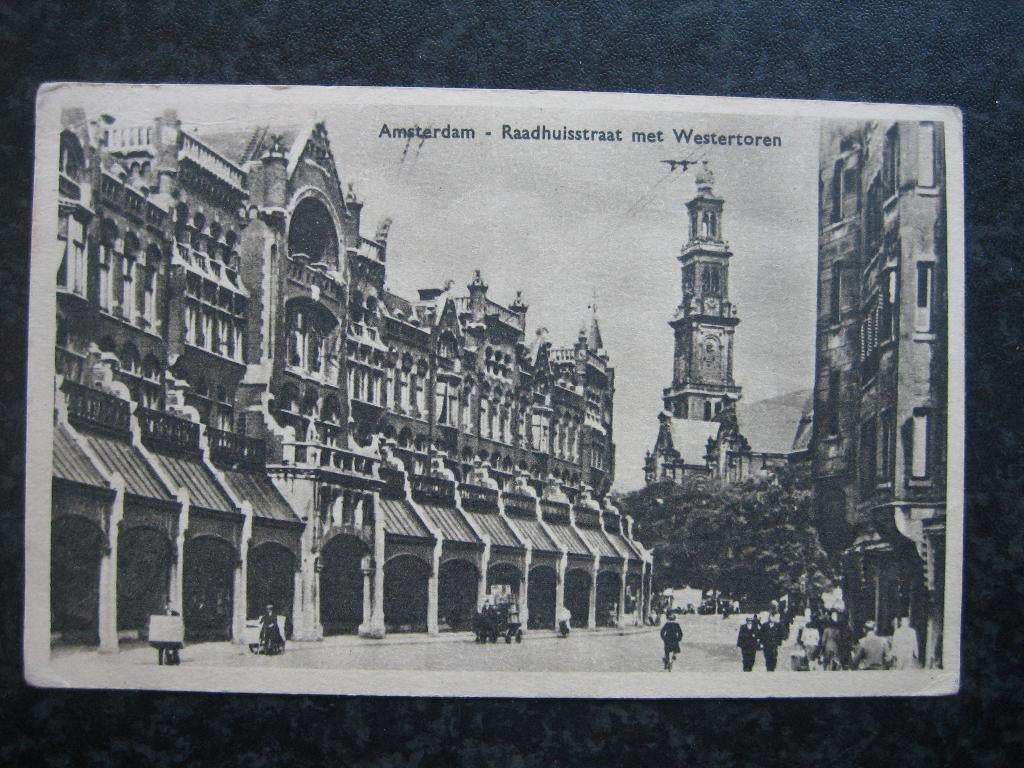 AMSTERDAM  raadhuisstraat met westertoren 1950, Ophalen of Verzenden, 1940 tot 1960, Noord-Holland