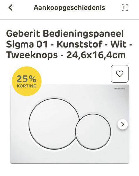 Geberit Bedieningspaneel Sigma 01 - Wit, Ophalen, Nieuw, Overige typen