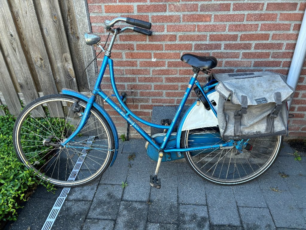 Klassieke damesfiets blauw | inclusief dubbele fietstas, Ophalen, Gebruikt, Overige merken