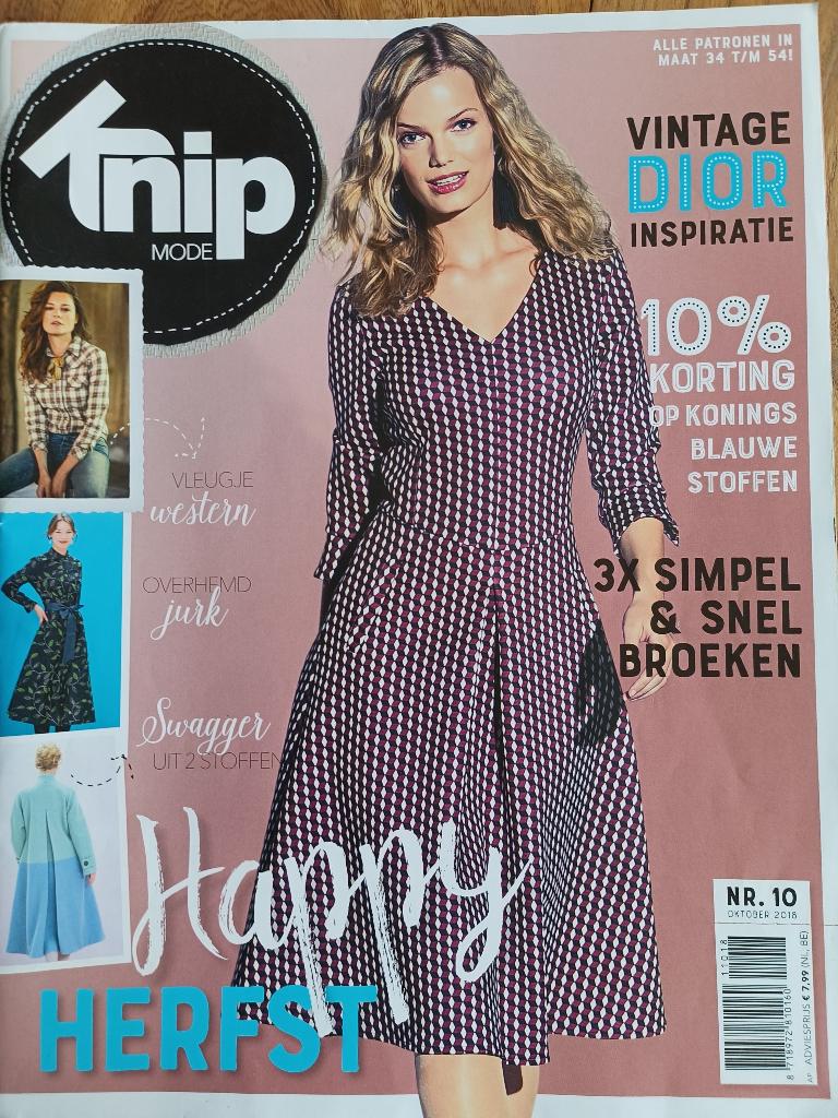 Knipmode oktober 2018 wijde broeken, Dior inspiratie, jurken, Ophalen of Verzenden, Zo goed als nieuw, Vrouw, Knipmode