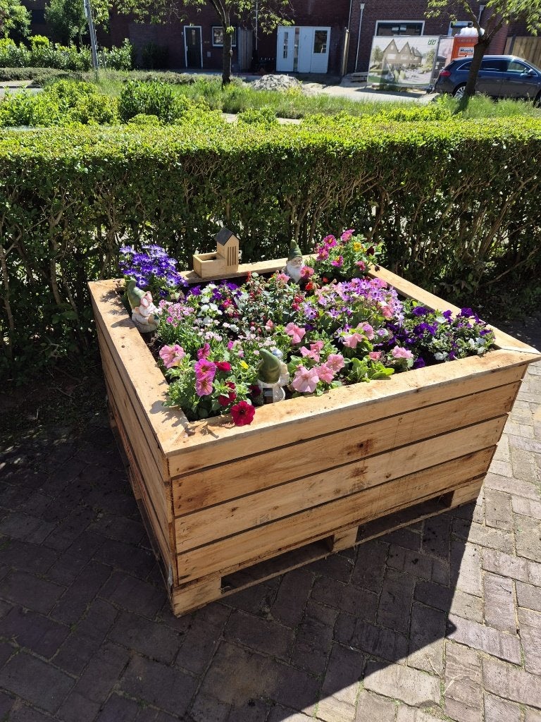 Compacte houten bloembak, Tuin en Terras, Bloembakken en Plantenbakken, Minder dan 30 cm, Nieuw, Ophalen of Verzenden, Rechthoekig