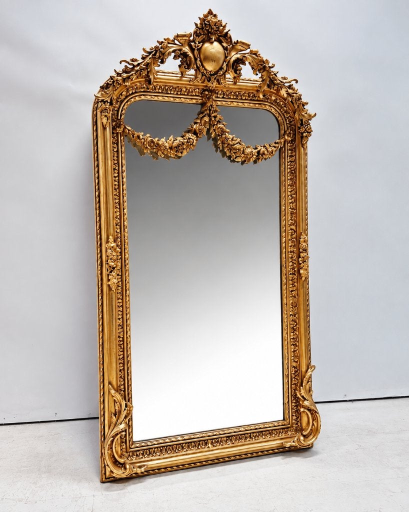 Gouden Barokspiegel met Bloemenslinger, Ophalen, Nieuw, X, 75 tot 100 cm