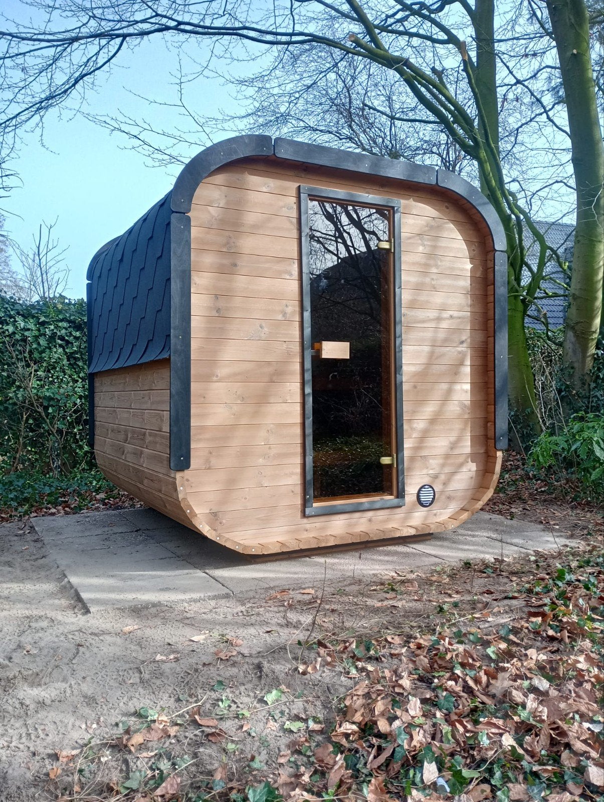 Quattrö (panorama) sauna 205 cm uit duurzaam thermohout, Sport en Fitness, Sauna, Ophalen, Fins of Traditioneel, Wellnessandgarden
