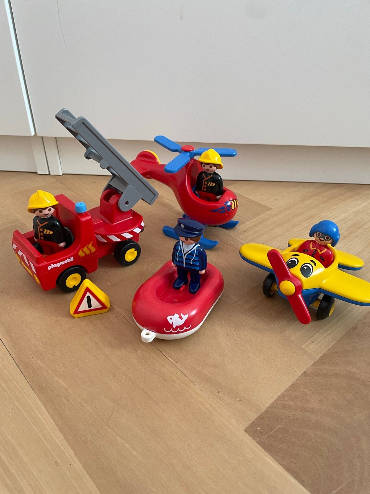 Playmobil 1-2-3 sets: vliegtuig, brandweer, boot, Complete set, Voertuig, 1.2.3, Ophalen of Verzenden