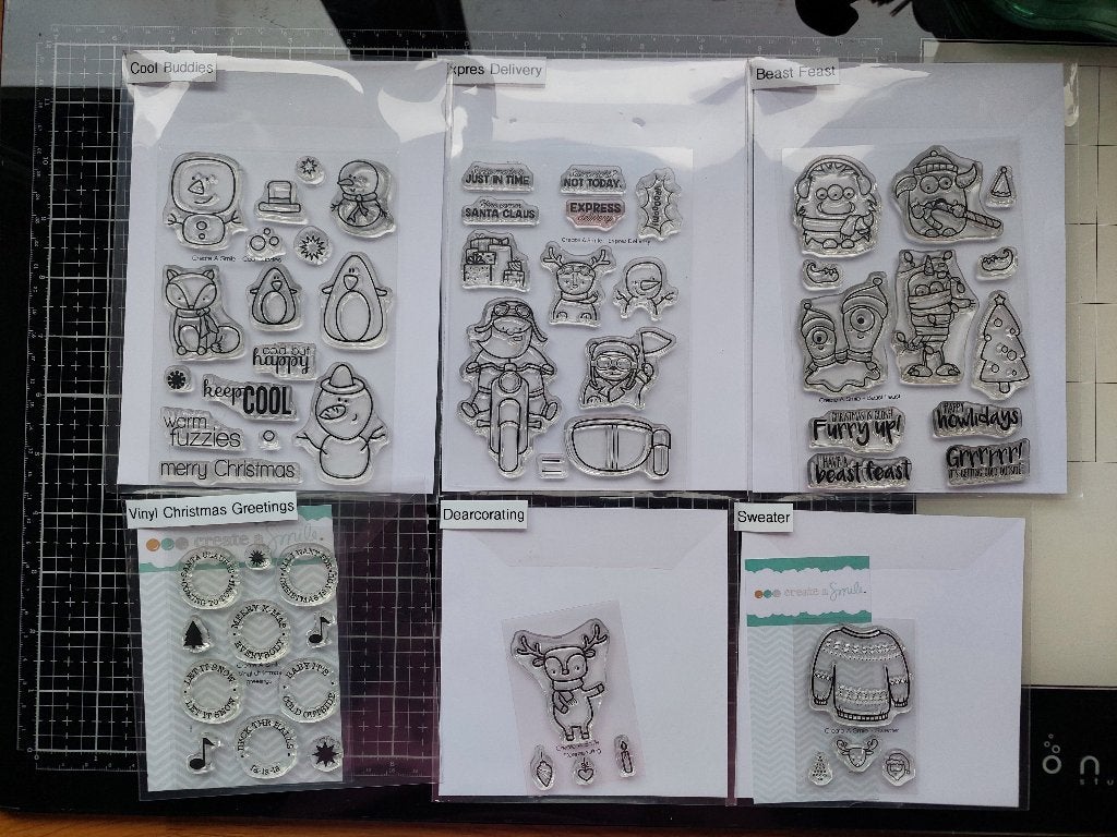 Stempel set van het merk Create a Smile met het thema; Kerst, Ophalen of Verzenden, Zo goed als nieuw, Clearstamp
