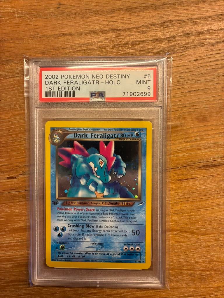 5/105 Dark feraligatr 1st. Edition - HOLO - PSA 9, Ophalen of Verzenden, Zo goed als nieuw
