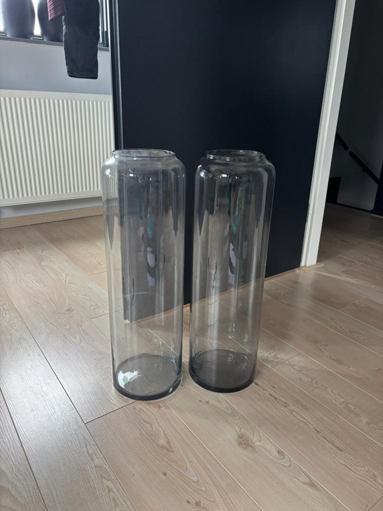 Vazen Smoke grey (2 stuks), Ophalen, Gebruikt, Overige kleuren, 50 tot 75 cm