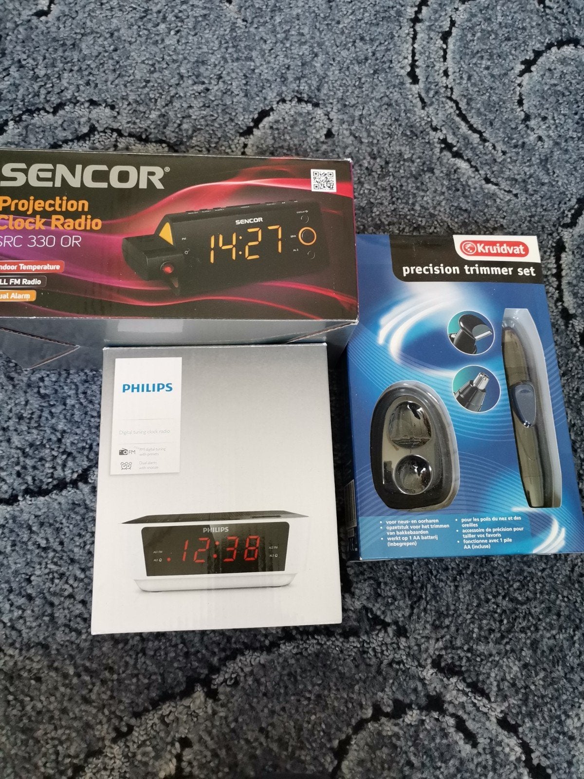 2 wekkers Sencor Philips en trimmer set., Ophalen of Verzenden, Nieuw
