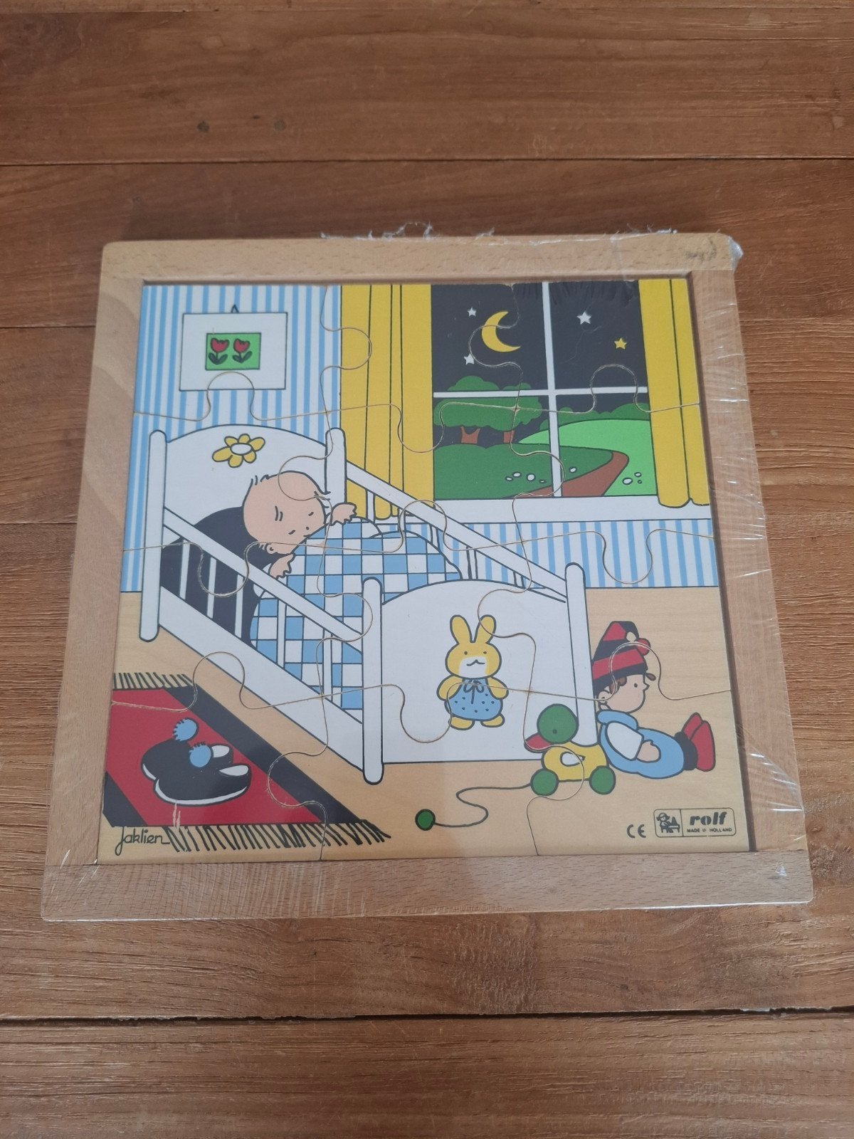 Houten kinderpuzzel 'Slapend kindje' van Rolf, 2 tot 4 jaar, 10 tot 50 stukjes, Ophalen of Verzenden, Zo goed als nieuw