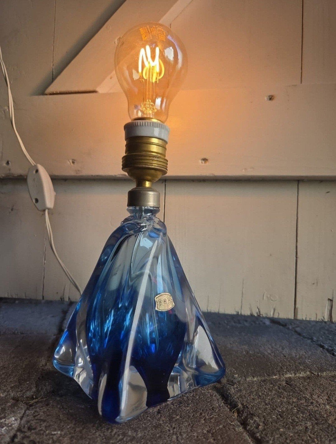 vintage Val st Bernard kristallen lamp, Met schakelaar, Art deco, Glas, Zo goed als nieuw