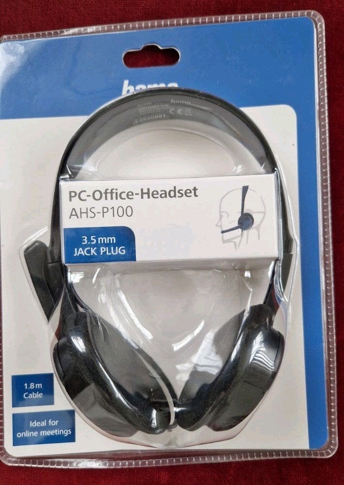 Hama PC-Office-Headset AHS-P100 - Nieuw in verpakking, Dresdner Str. 9, 86653 Monheim, Germany, Hama GmbH & Co KG, Nieuw, On-ear
