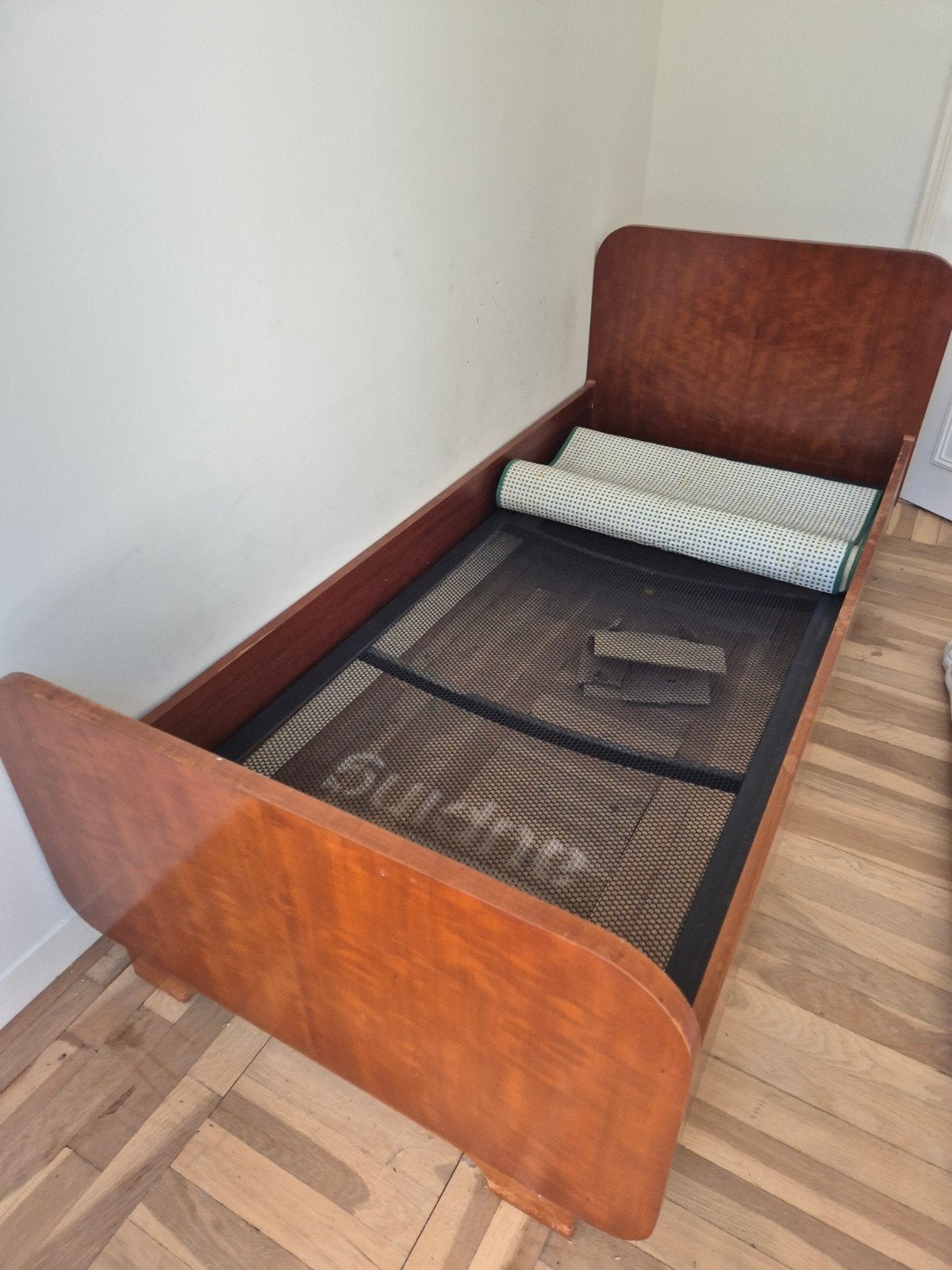 Vintage 1-persoons bed voor matras 190x90 cm (jaren '50/'60), Ophalen
