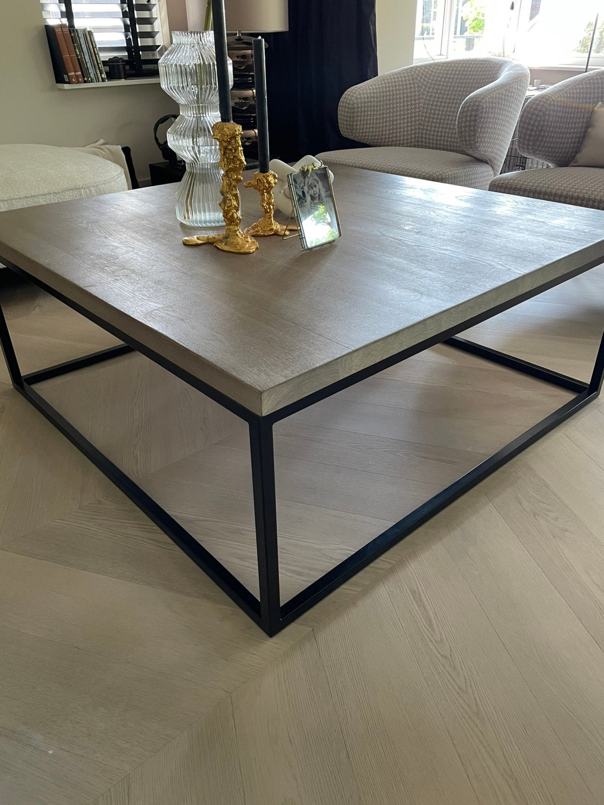 Salontafel 1.20 x 1.20 49 hoog, Gebruikt, Vierkant, Minder dan 50 cm, Industrial