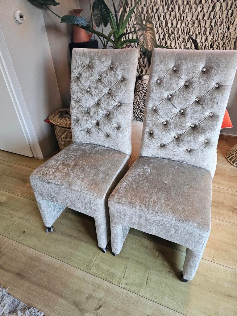 Luxe eetstoelen, Huis en Inrichting, Stoelen, Gebruikt, Twee, Stof, Overige kleuren, Ophalen