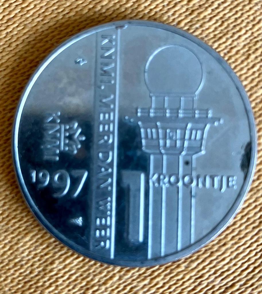 Herdenkingspenning KNMI, kroontje 100 jaar de Bilt 1897-1997, Postzegels en Munten, Ophalen, Koningin Beatrix, Overige waardes