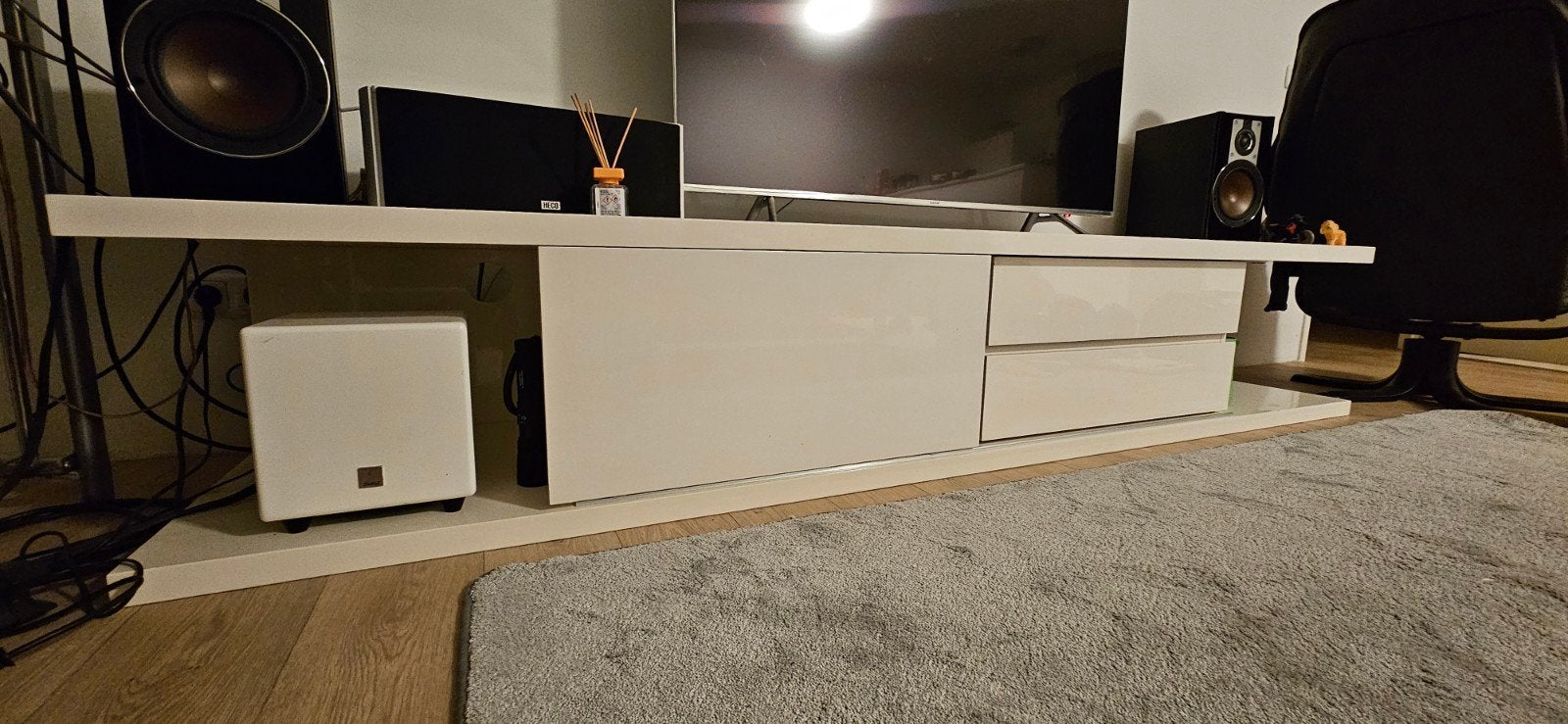 Goossens TV-meubel hoogglans wit, Overige materialen, Gebruikt, Ophalen of Verzenden, 200 cm of meer