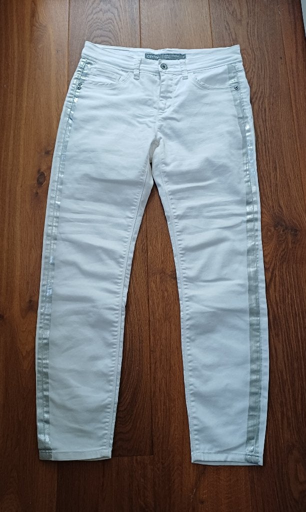 Broek Jeans Wit Wit met Zilver Maat 29 Geisha ( Jool ), Geisha, Verzenden, Wit, Zo goed als nieuw