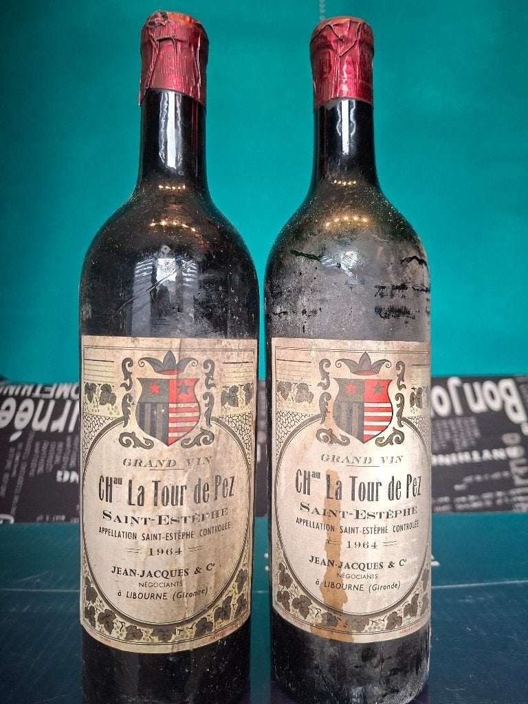 Grand vin CHau La Tour De Pez Sain Estephe 1964, Verzamelen, Frankrijk, Nieuw, Ophalen of Verzenden, Rode wijn
