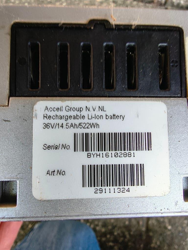 Accell Fiets Accu 36V/14.5Ah/522Wh met Oplader, Fietsen en Brommers, Gebruikt