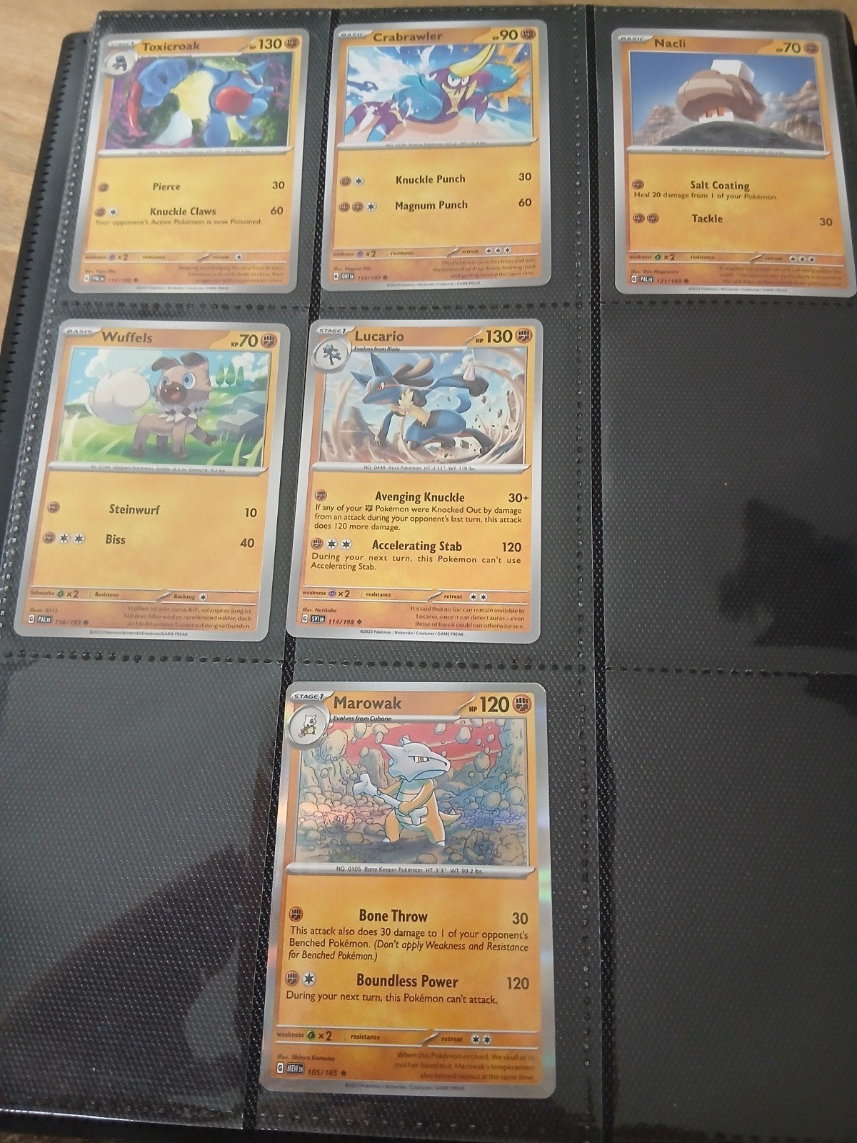 Pokémon kaarten: Toxicroak, Crabrawler, Nacli, Wuffels, Luca, Ophalen of Verzenden, Zo goed als nieuw, Meerdere kaarten