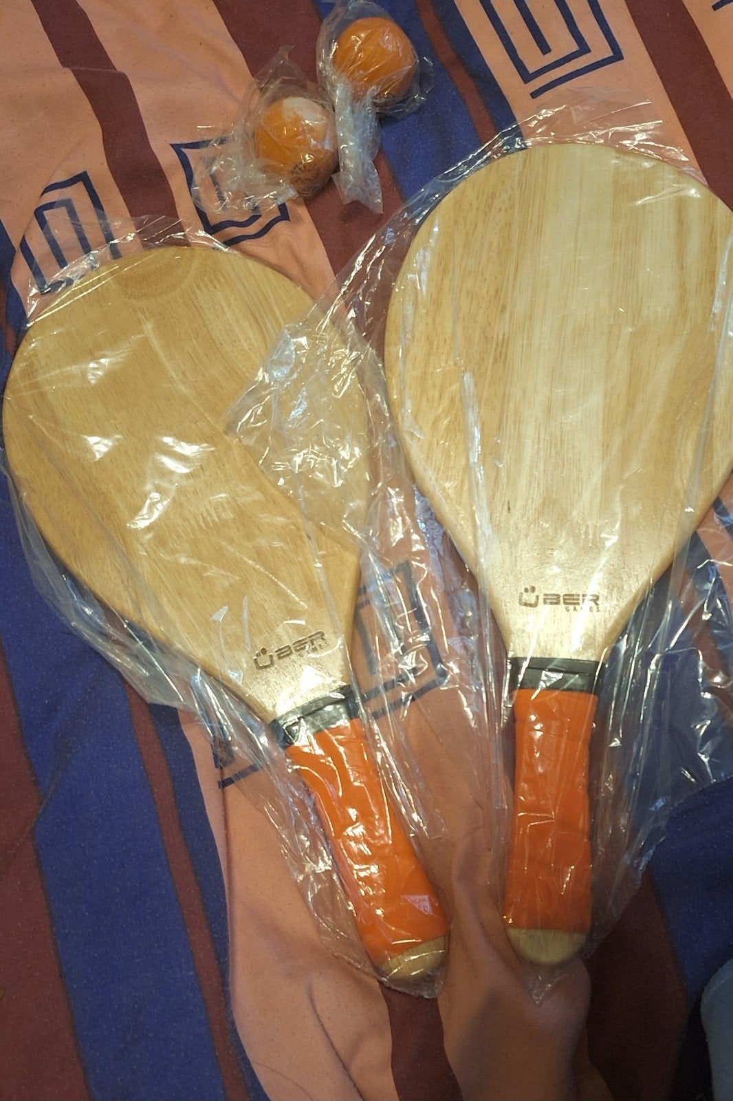 Nieuwe Uber houten strandtennis/beachball set met ballen, Ophalen, Nieuw, Overige typen