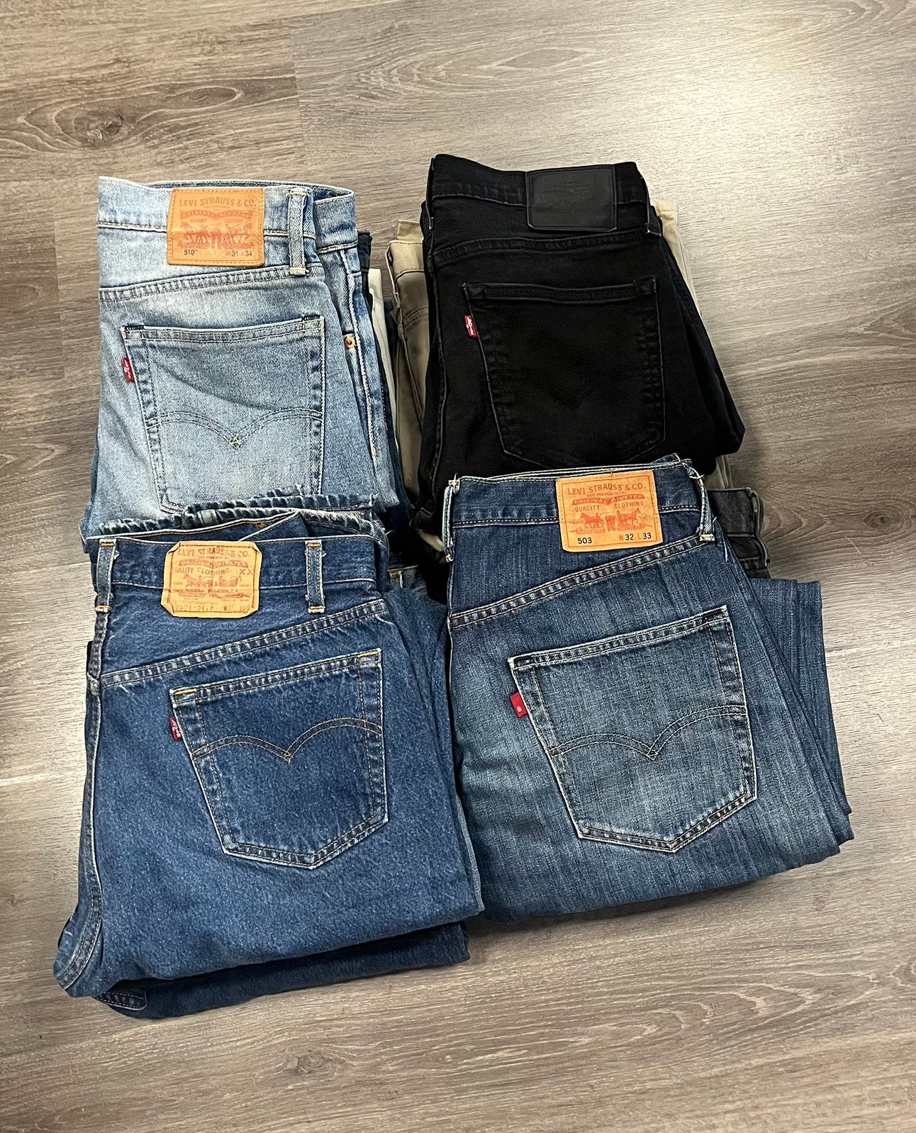 Partij 20 Levi’s broeken voor heren, Ophalen of Verzenden, Zo goed als nieuw, Blauw, W32 (confectie 46) of kleiner