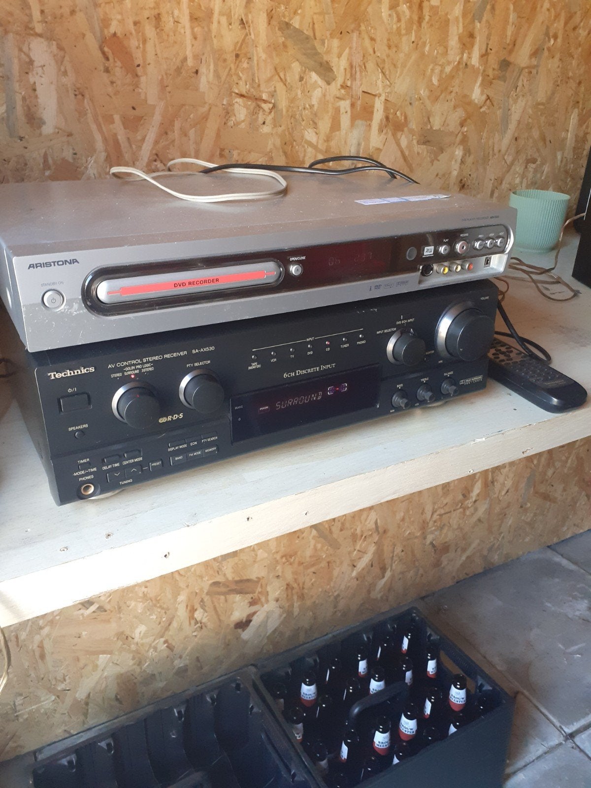 Technics AV Control Stereo Receiver SA-AX530 met speakers, Gebruikt, Losse componenten, Tuner of Radio, Ophalen