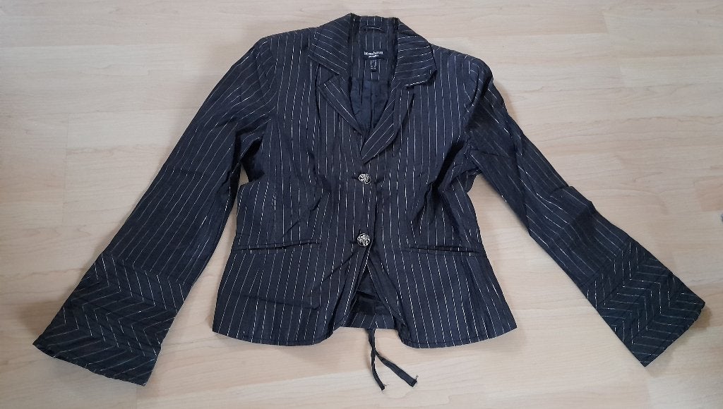 ZWART JASJE / BLAZER met zilverkleurige strepen Maat 40, Maat 38/40 (M), Zwart, Ophalen of Verzenden, Zo goed als nieuw