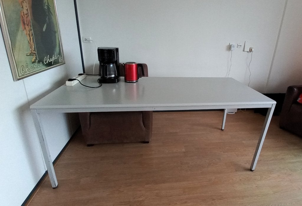 Grijze Tafel 180 x 80 = KLUSTAFEL, Ophalen, Gebruikt, 50 tot 100 cm, 150 tot 200 cm