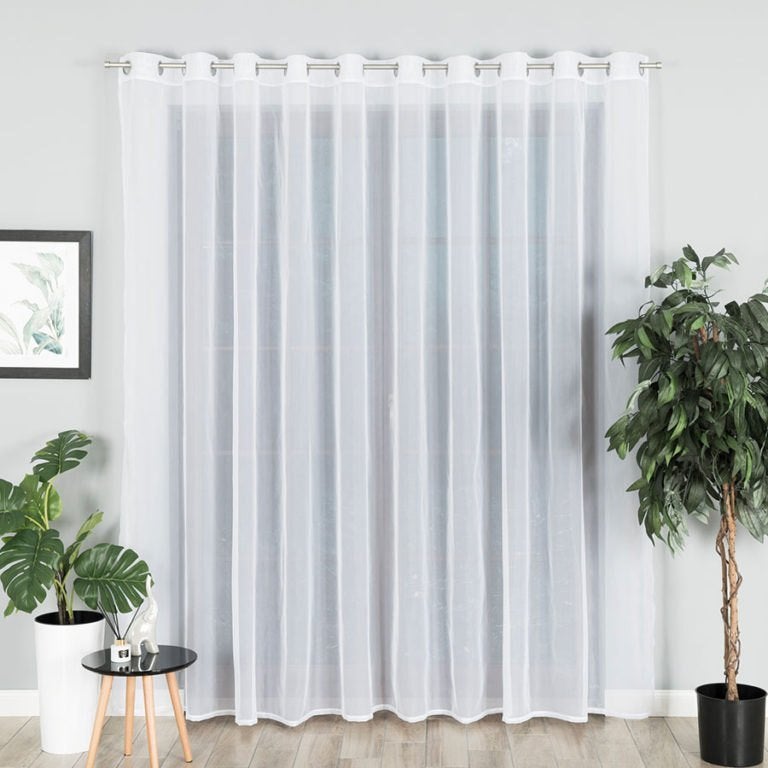 Vitrage gordijn met ringen 400cm x 250cm, Met ringen, 400 cm, Overige merken, Wit