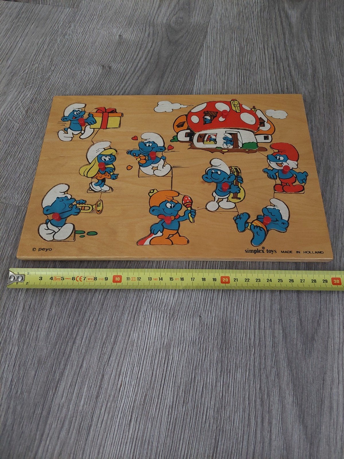 vintage houten  SIMPLEX puzzel, SMURFEN, Verzenden, Zo goed als nieuw, Verschillende Smurfen, Overige typen