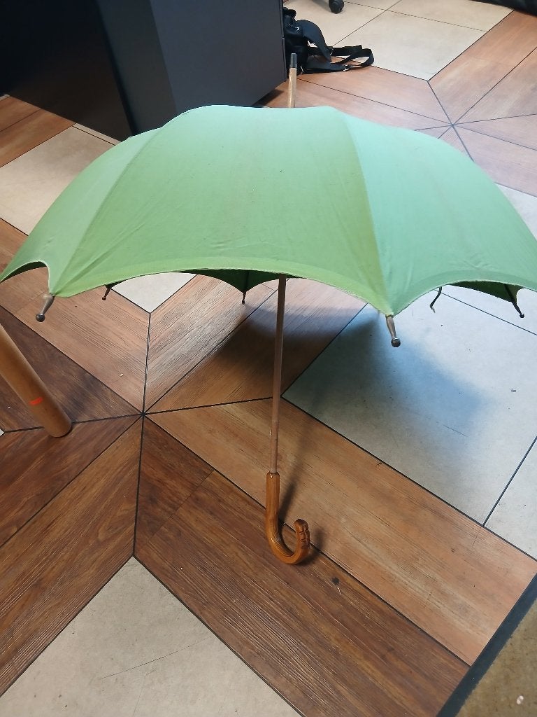 Vintage paraplu van groene stof, Ophalen
