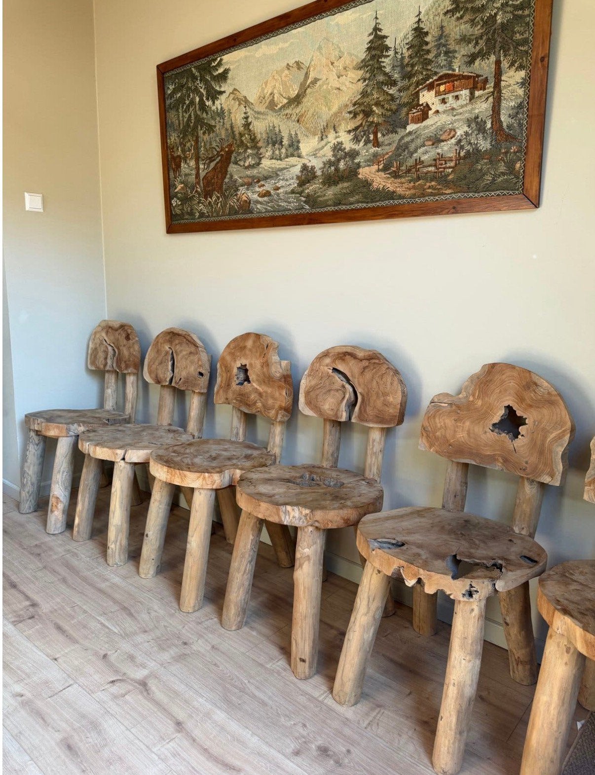 Handgemaakte teak stoelen uit Indonesie, Huis en Inrichting, Ophalen, Zo goed als nieuw, Vijf, Zes of meer stoelen