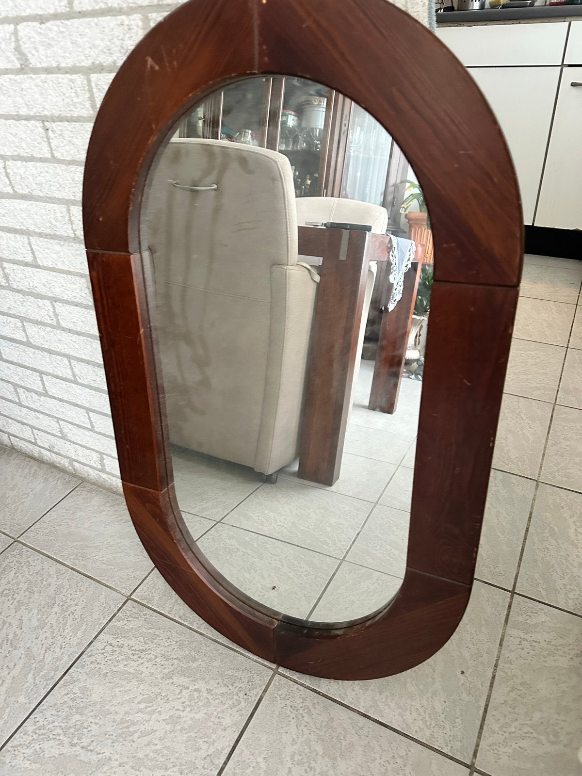 Ovale spiegel met houten frame, Huis en Inrichting, Woonaccessoires | Spiegels, Ophalen, Gebruikt, 100 tot 150 cm, Ovaal