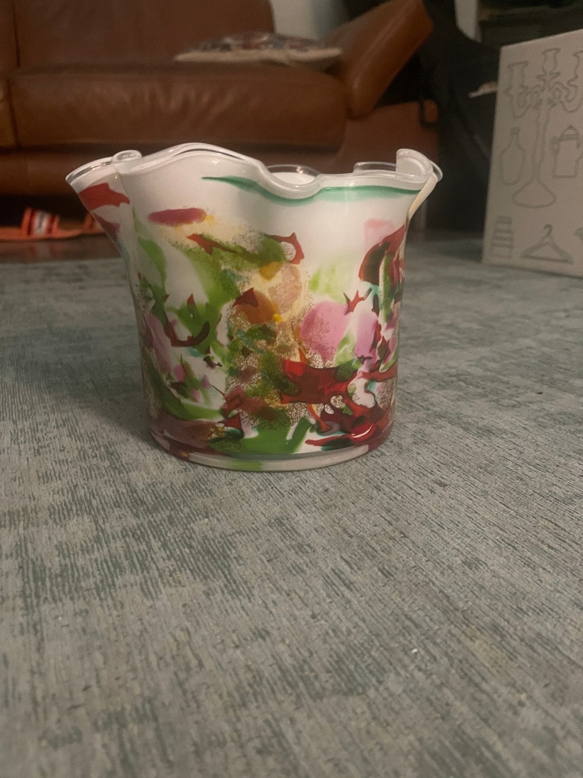Kleurrijke vrolijke glazen vaas/bloempot Fidrio, Ophalen