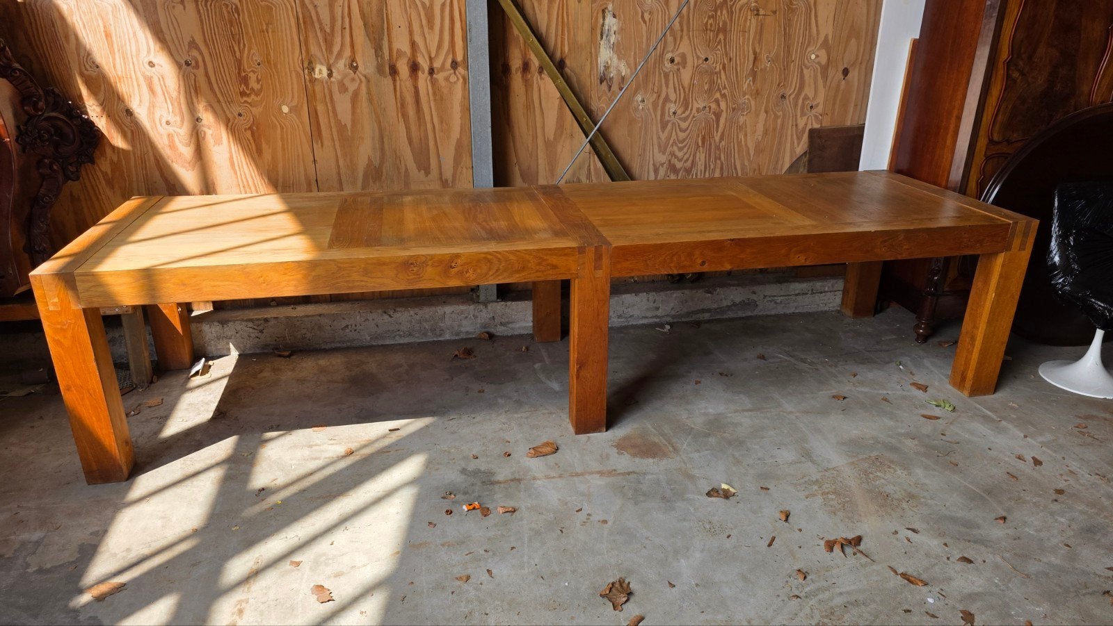 Zeer grote Eiken 6 pootafel 3,50, Ophalen