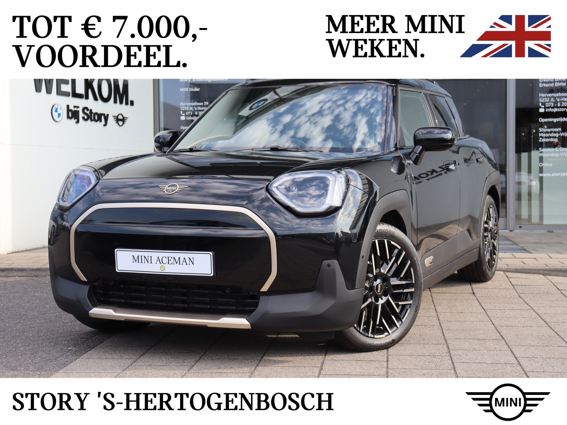MINI Aceman E / Favoured / Pakket M / 18" Night Flash Spoke, Auto's, Beige, Zwart, Leder, Aceman