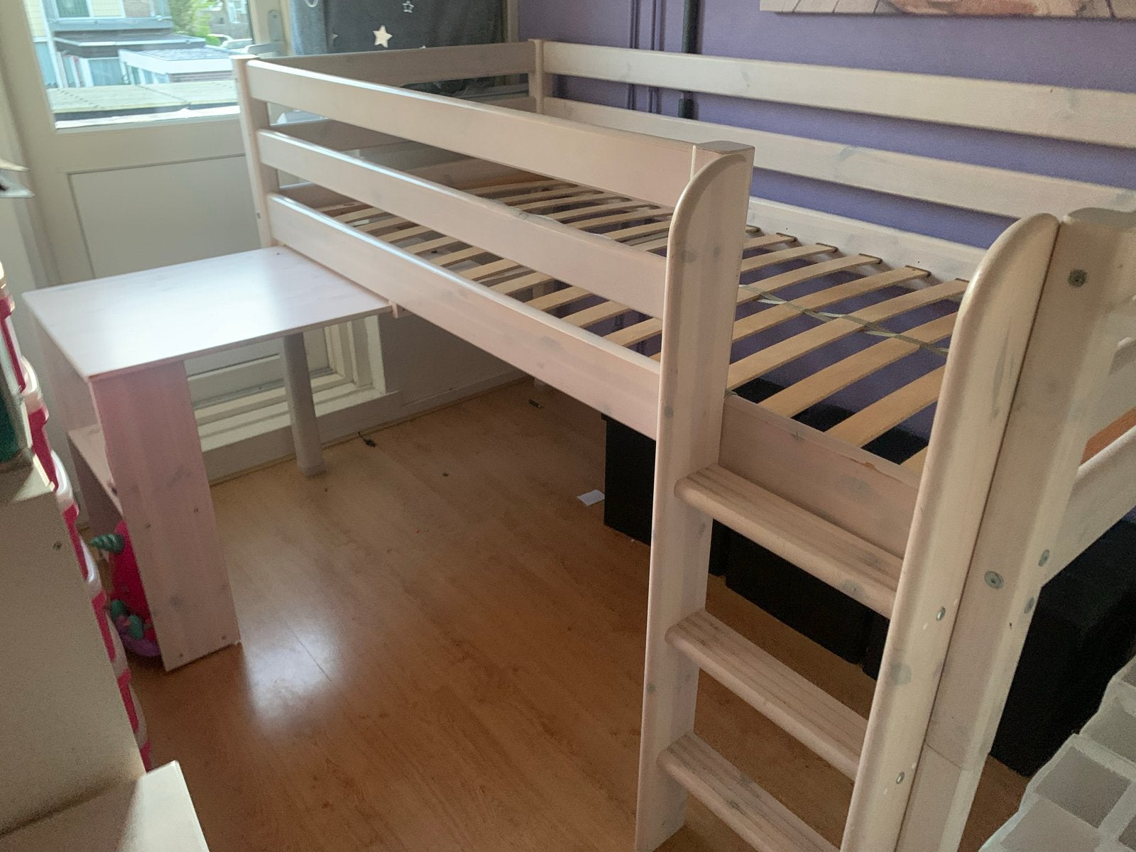 Flexa hoogslaper met bureau - Ideaal voor kleine kamers, Ophalen, Gebruikt, Eenpersoons, 160 tot 180 cm