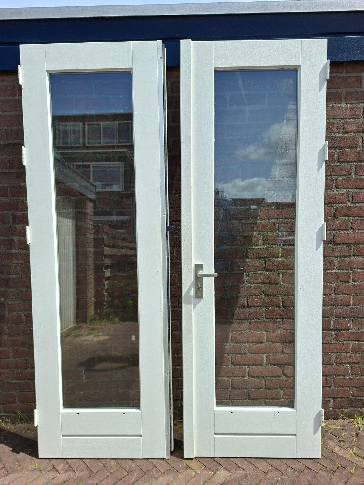 Hardhouten openslaande deuren, Ophalen, Gebruikt, Buitendeur, Glas